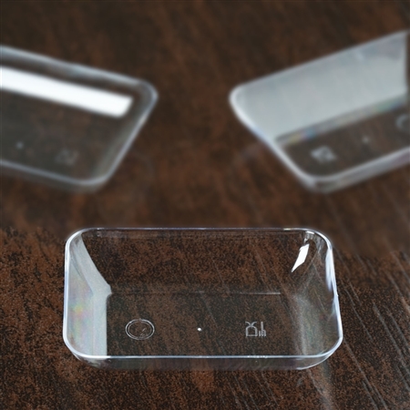 20 Pack - Clear 2" x 3" Slick Rectangle Disposable Dessert Plate