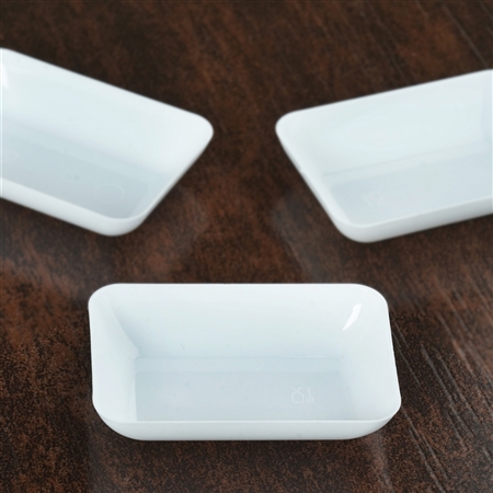 20 Pack - White 2" x 3" Slick Rectangle Disposable Dessert Plate