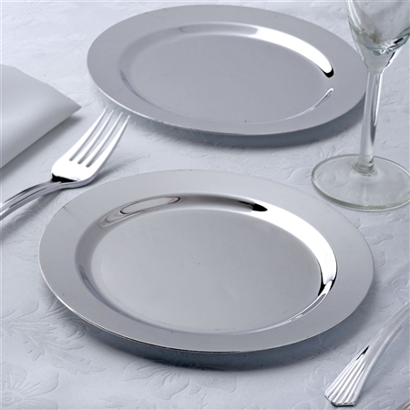 7.5" Silver Disposable Round Salad Dessert Plates Dinnerware - Pack of 12
