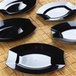 10 Pack - Black 7.5" Crescent Oval Shaped Disposable Plate - Chambury Plastics