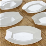 10 Pack - Ivory 7.5" Crescent Oval Shaped Disposable Plate  - Chambury Plastics