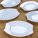 10 Pack - White 7.5" Crescent Oval Shaped Disposable Plate  - Chambury Plastics