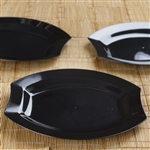 10 Pack - Black 10.5" Crescent Oval Shaped Disposable Plate - Chambury Plastics