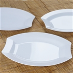 10 Pack - White 10.5" Crescent Oval Shaped Disposable Plate - Chambury Plastics