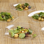 10 Pack - Clear w/ Silver Edge 10.5" Crescent Oval Shaped Disposable Plate - Chambury Plastics