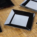 10 Pack - Black 6.5" Square Disposable Plate - Chambury Plastics