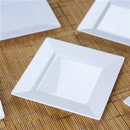 10 Pack - White 6.5" Square Disposable Plate - Chambury Plastics