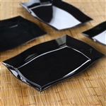 10 Pack - Black 8" x 11.5" Rectangle Wave Disposable Plate - Chambury Plastics