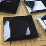 10 Pack - Black 8" Square Disposable Plate - Chambury Plastics