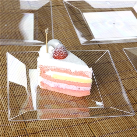 10 Pack - Clear 8" Square Disposable Plate - Chambury Plastics