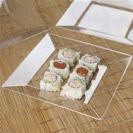 10 Pack - Clear 9.5" Square Disposable Plate - Chambury Plastics