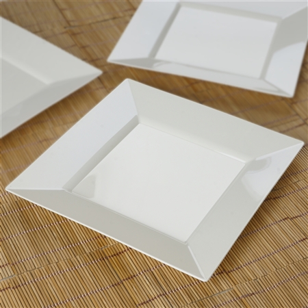 10 Pack - Ivory 9.5" Square Disposable Plate - Chambury Plastics