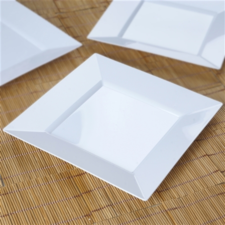 10 Pack - White 9.5" Square Disposable Plate - Chambury Plastics