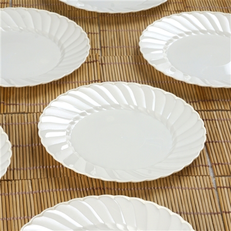 12 Pack - Ivory 6" Flaired Round Disposable Plate - Chambury Plastics