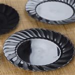 12 Pack - Black 10.25" Flaired Round Disposable Plate - Chambury Plastics
