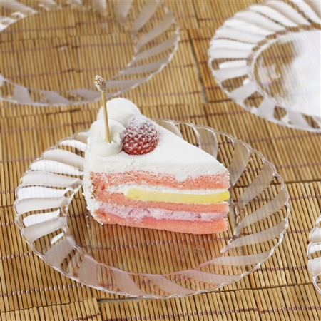 12 Pack - Clear 7.5" Flaired Round Disposable Plate - Chambury Plastics