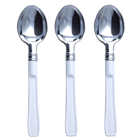 36 Pieces - White Handled Plastic Coffee Spoon - Chambury Plastics