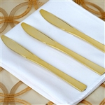 Metallic Gold Disposable Plastic Knife for Wedding Party Event Dinnerware - Pack of 25