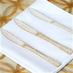 Gold Glittered Disposable Plastic Knife for Wedding Party Event Dinnerware - Pack of 25