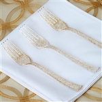 Gold Glittered Disposable Plastic Fork for Wedding Dinnerware - Pack of 25