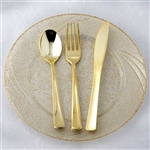 Metallic Gold Disposable Plastic Cutlery Set for Wedding Party Dinnerware - Pack of 24