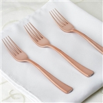 Wholesale Rose Gold Metallic Disposable Plastic Fork for Wedding Dinnerware - Pack of 36