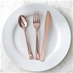 Wholesale Rose Gold Metallic Disposable Plastic Cutlery for Wedding Dinnerware Set - Pack of 30