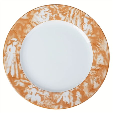 11.5" Orange Porcelain Dinner Plate Catering Set Dinnerware for Restaurant Home - Set of 12