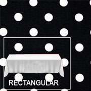 Rental Premium Polka Dot 60” x 120” Rectangular Tablecloth - Square Corners