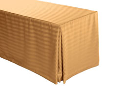 4FT Premium Polyester Stripe Rectangular Fitted Tablecloth 30"x48"x29" with Inverted Pleates