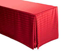 5FT Premium Polyester Stripe Rectangular Fitted Tablecloth 30"x60"x29" with Inverted Pleates