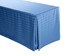 6FT Premium Polyester Stripe Rectangular Fitted Tablecloth 30"x72"x29" with Inverted Pleates