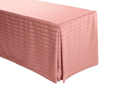 8FT Premium Polyester Stripe Rectangular Fitted Tablecloth 30"x96"x29" with Inverted Pleates