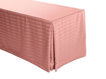 8FT Premium Polyester Stripe Rectangular Fitted Tablecloth 30"x96"x29" with Inverted Pleates