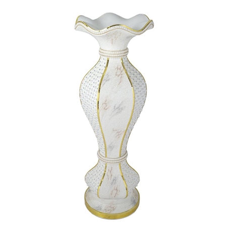 40" Shimmering Gold Glittered Marble Design Flower Pot Vase With Pearls and Mirror Mosaic Embellishment