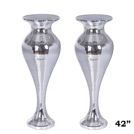 42" Silver Floor Vase Wedding Aisle Prop Party Columns - 1 PCS