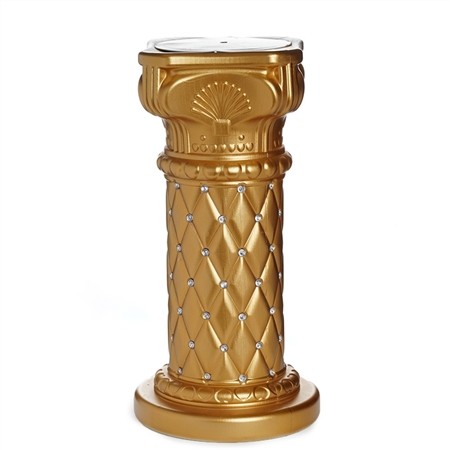 25.25"x 10" 10mm Crystal Studded Gold Wedding French Columns Plant Stand with Mirror Mosaic - Pack of 4