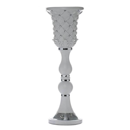 31.5" x 10.5" 10mm Crystal Studded White French Inspired Decorative Floral Plant Stand Pot – Pack of 4