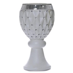 21"x 9.5" 10mm Crystal Studded White French Style Decorative Floral Plant Stand Pot Set – Pack of 4