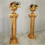 40" Tall Gold PVC Venetian Artistic Roman Inspired Pedestal Column Plant Stand - 4 Pack