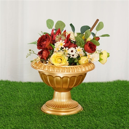 10" Tall Gold PVC Crafted All Weather Roman Inspired Pedestal Column Flower Plant Stand - 4 Pack