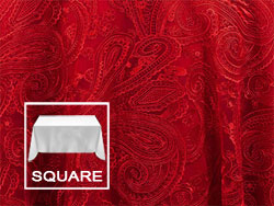 Rental 90" X 90" Square Paisley Lace Tablecloth
