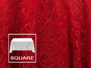 Rental 90" X 90" Square Paisley Lace Tablecloth