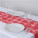 14"x 108" Grandiose Rosette Rose Quartz Satin Runner for Table Top Wedding Party Decorations
