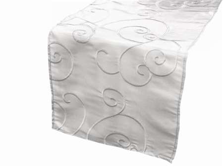 Bienvenue Swirls Table Runners – White