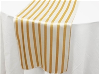 Lovable Satin Stripes Table Runner - White / Champagne