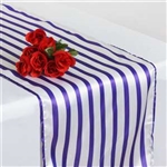 Lovable Satin Stripes Table Runner - White / Purple