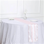 12"x108" Stripe Satin Table Runner - Blush/Rose Gold & White