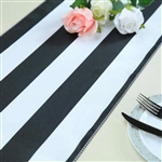 12"x108" Stripe Satin Table Runner - Black & White