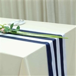 12"x108" Stripe Satin Table Runner - Navy & White